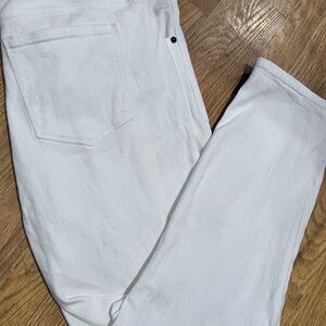 Ladies Size 33 Cosmic Blue Love White Denim Jeans GUC
